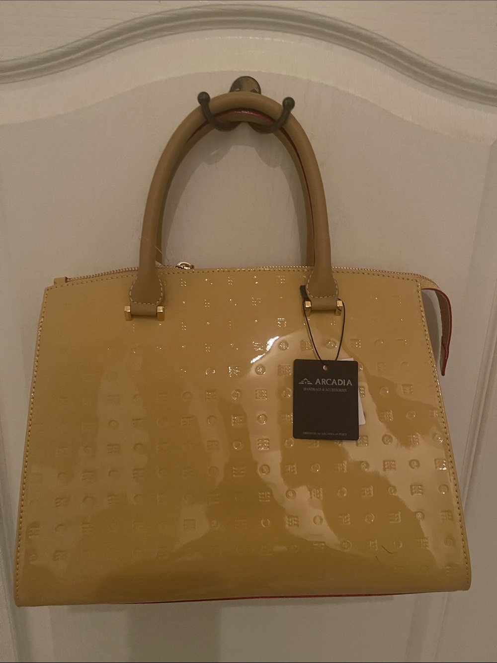 Arcadia Patent Satchel in Warm Yellow Patent